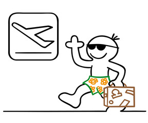 figur fliegt in den urlaub