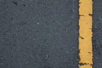 Asphalt road texture with right yellow stripe