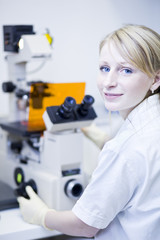 female researcher working in a lab