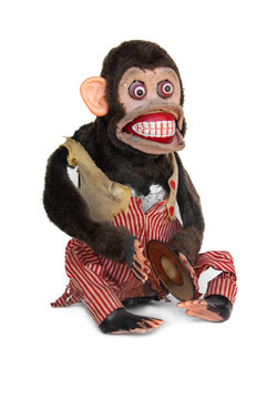 Damaged Mechanical Chimp With Ripped Vest, Uneven Eyes