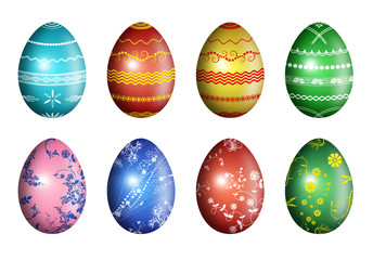 Easter eggs with floral and geometrical ornament - illustration