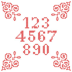 Set Of Numbers Stitch Red/White