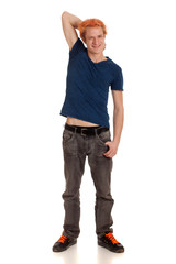 Fototapeta premium Young Man in Blue Shirt