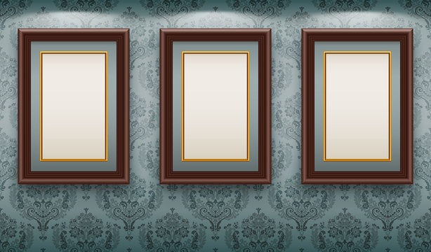 Wooden frames on the wall.