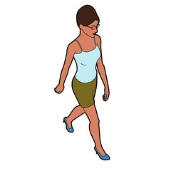 isometric woman walking