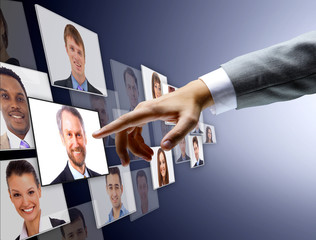 International business team over modern urban