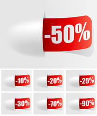 Red discount tongue-like tags set.