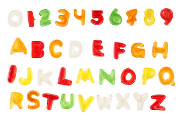 Candy alphabet isolated on white