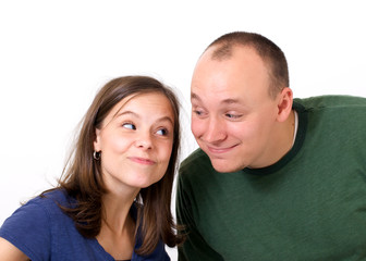 Wife and husband looking at each other