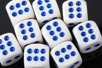 Close-up of many gambling dices