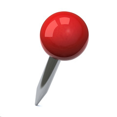 Red push pin on white background