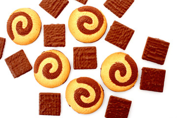Chocolate cookies isolated on white