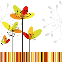 Papier Peint photo Fleurs abstraites Fleur abstraite de printemps sur fond de rayures colorées