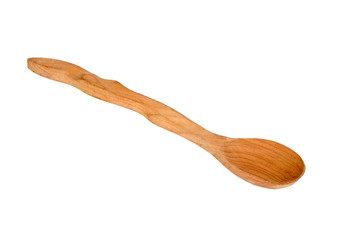 Old wooden spoon, isolated on white background