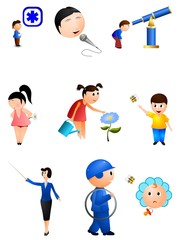 collection of vector images of children with objects