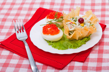 Food - tasty russian course with red caviar