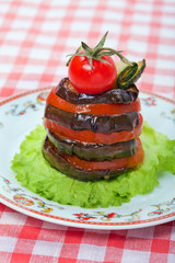 Tasty course of aubergines