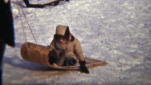 Girl Sledding With Her Mom (1942 Vintage 8mm film)