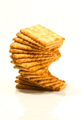 stack of cracker on a white background