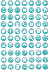 Set of round buttons with web icons