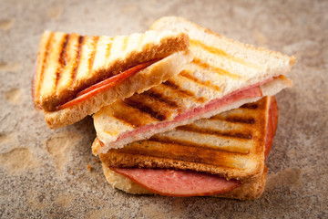 Toasted salami sandwich