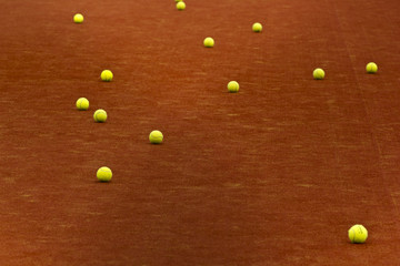 tennis balls on a tennis court