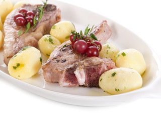 lamb rib with redcurrant and potatoes-costolette agnello e ribes