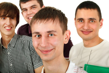 boys students happy group isolated on white