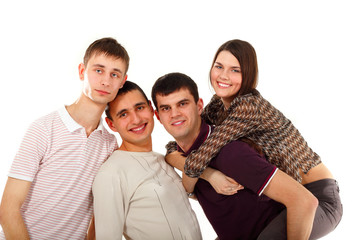 students happy group isolated on white