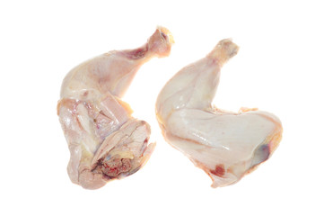 Raw Chicken Thigh With Drumstick On White Background