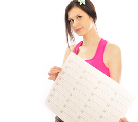 young girl with schedule