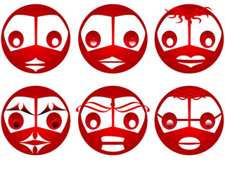 Six red smiley