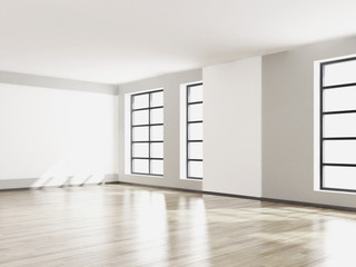Interno vuoto con finestre da arredare