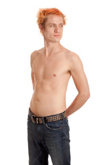 Fototapeta premium Shirtless Man in Jeans
