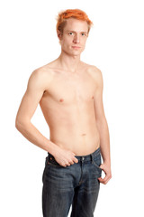 Fototapeta premium Shirtless Man in Jeans