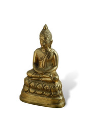 Bronze Buddha in a lotus position isolated on white