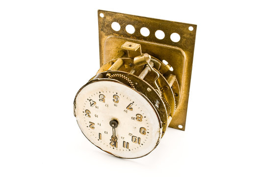 Inside of the antique vintage clock - mechanism