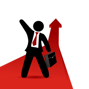 businessman with red arrow, success concept clip art preview