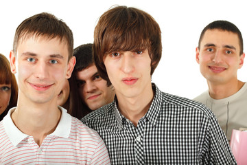 students happy group isolated on white