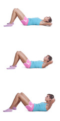 Young woman doing exercises for abdominal prelum