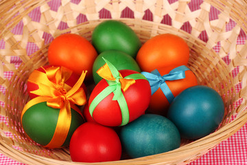 Fototapeta na wymiar Easter eggs with bows isolated on white