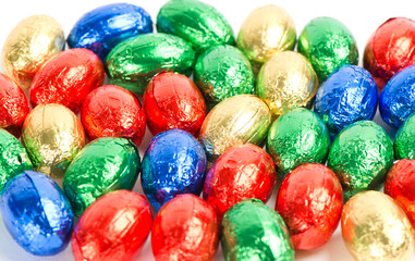 chocolate easter eggs in colorful foil