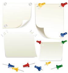 paper sheets with pushpin - obrazy, fototapety, plakaty