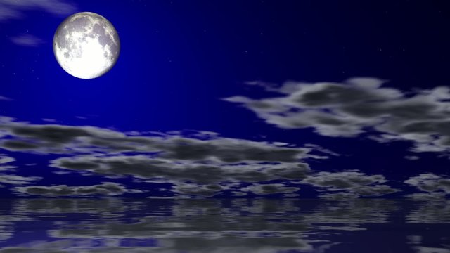 Im Meer versinkender Vollmond - Zeitraffer (25i)