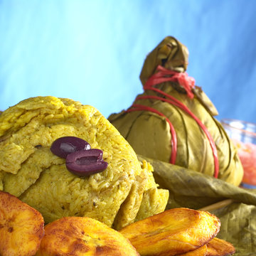 Traditional Peruvian food called Juane from the jungle area