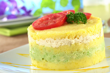 Peruvian dish called Causa made out of mashed potato