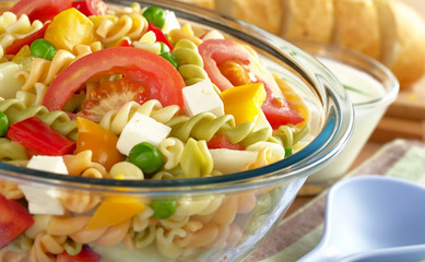 Pasta salad with fresh vegetables