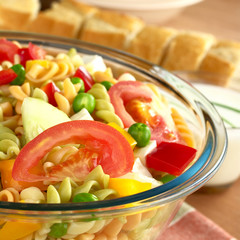 Pasta salad with fresh vegetables