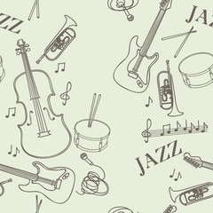 Seamless pattern with jazz instruments