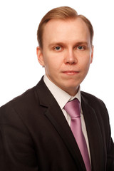 Businessman. Isolated over white.